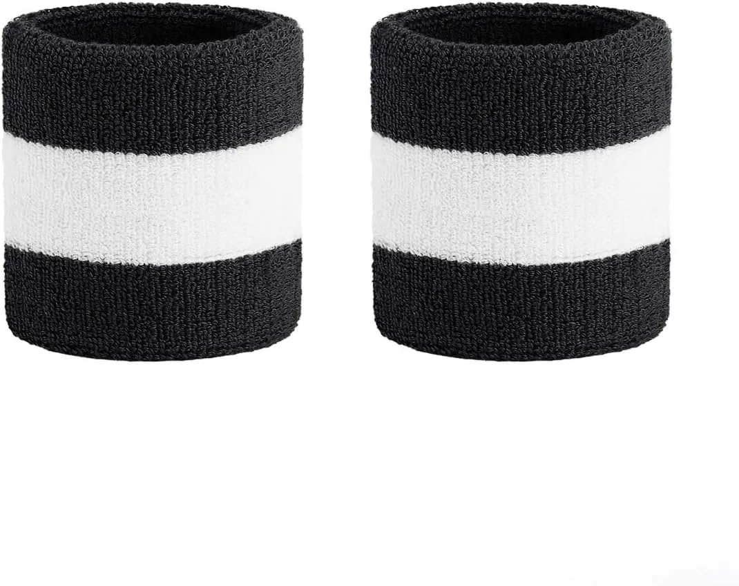 ONUPGO Wristband Sweatbands for Men and Women - Athletic Cotton Terry Cloth Wrist Bands Sport Sweat Band for Basketball, Tennis, Football, Baseball, Running, Gym (1 Pair)
