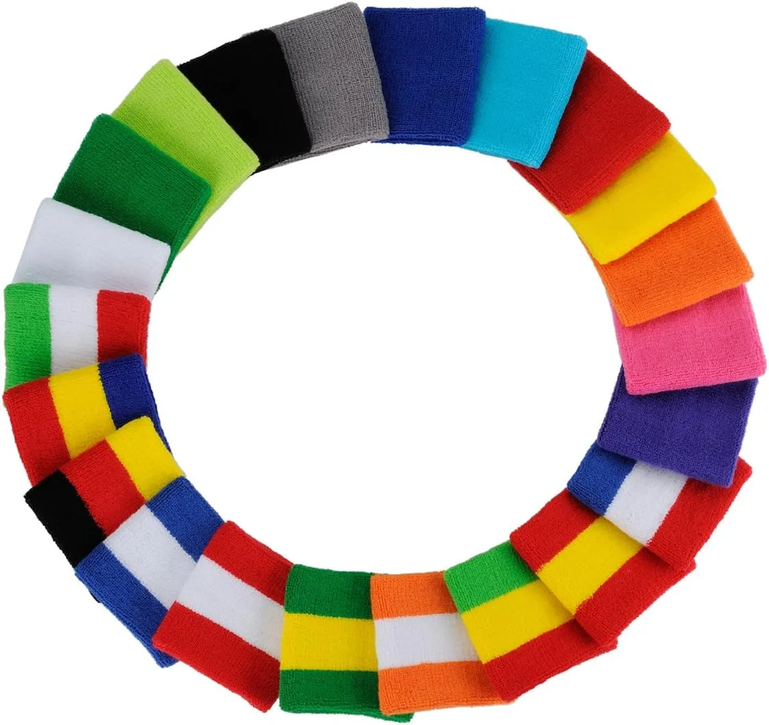 ONUPGO Wristband Sweatbands for Men and Women - Athletic Cotton Terry Cloth Wrist Bands Sport Sweat Band for Basketball, Tennis, Football, Baseball, Running, Gym (1 Pair)