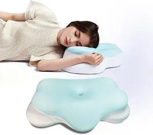 Orthopedic Memory Foam PillowErgonomic Cervical Contour Pillow for Neck & Shoulder Pain Relief, Adjustable Height for All, Breathable Cooling Washable Cover   Extra Pillowcase (3 Layers)