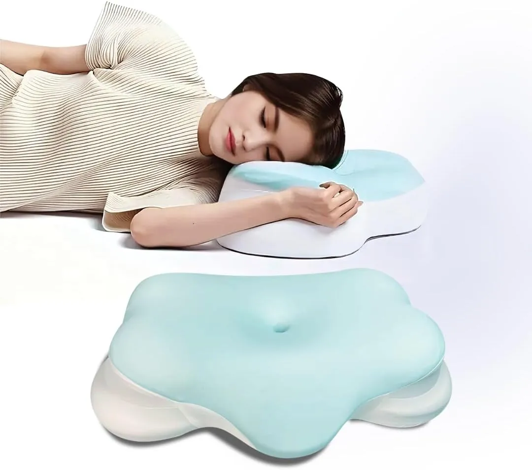 Orthopedic Memory Foam PillowErgonomic Cervical Contour Pillow for Neck & Shoulder Pain Relief, Adjustable Height for All, Breathable Cooling Washable Cover   Extra Pillowcase (3 Layers)