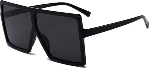 Oversized Sunglasses Womens Square Frame Trendy Flat Top Fashion Shades