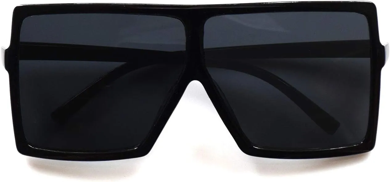 Oversized Sunglasses Womens Square Frame Trendy Flat Top Fashion Shades