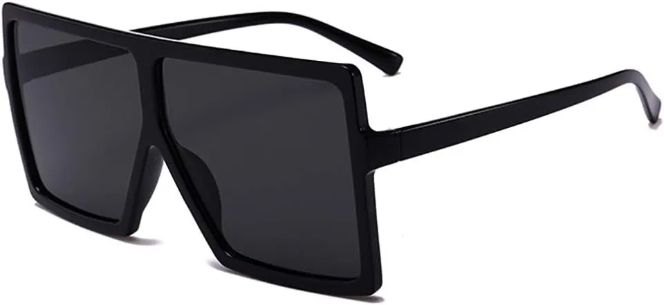 Oversized Sunglasses Womens Square Frame Trendy Flat Top Fashion Shades