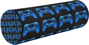Oyihfvs Video Game Joystick Gamepad in Blue Neon Lights Isolated on Black Round Memory Foam Pillow, Travel Pillow with Removable Washable Cover for Head Neck Legs Support 5.5 x 5.5 x 17 inch