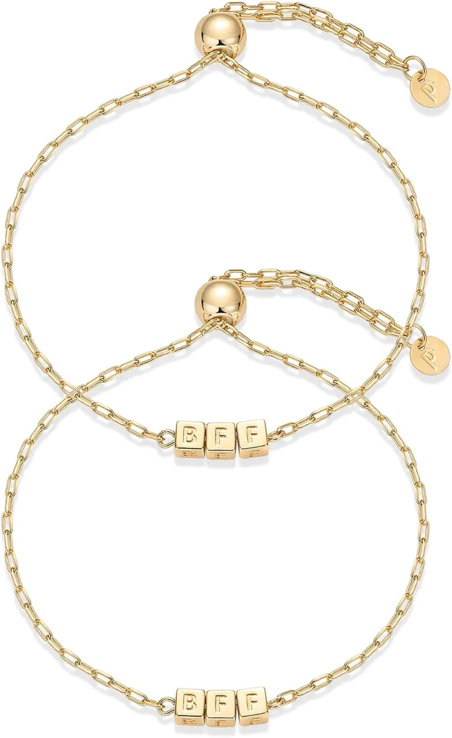 PAVOI 14K Gold Plated Friendship Matching Adjustable Bracelets for Women | Gold Best Friends Bracelet Set | BFF ILYSM Bracelet Pack