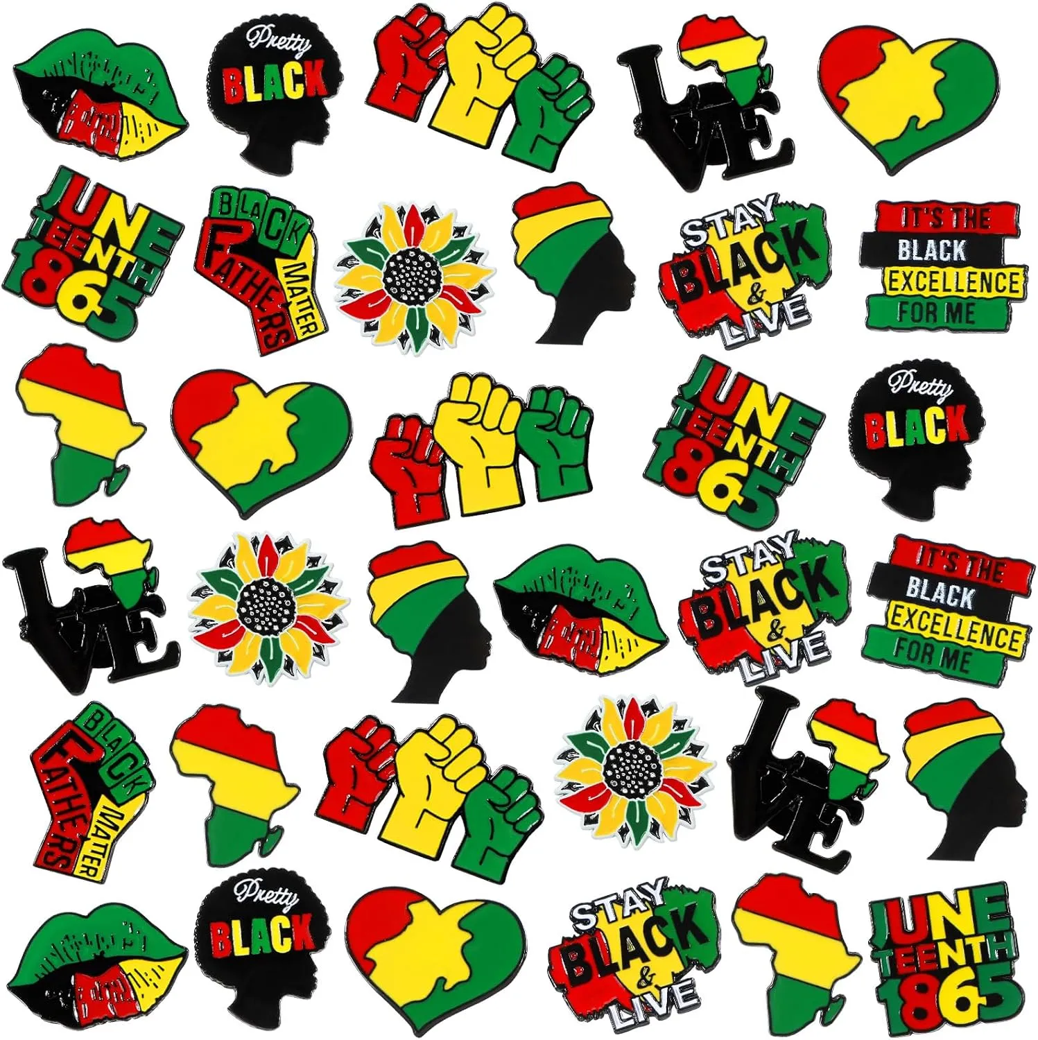 Quelay 60 Pcs Juneteenth Pin Gifts Bulk African American Enamel Pins Lives Matter Lapel Badge Brooches Juneteenth Decorations for Hat Backpacks Clothes Party Favors, 12 Styles