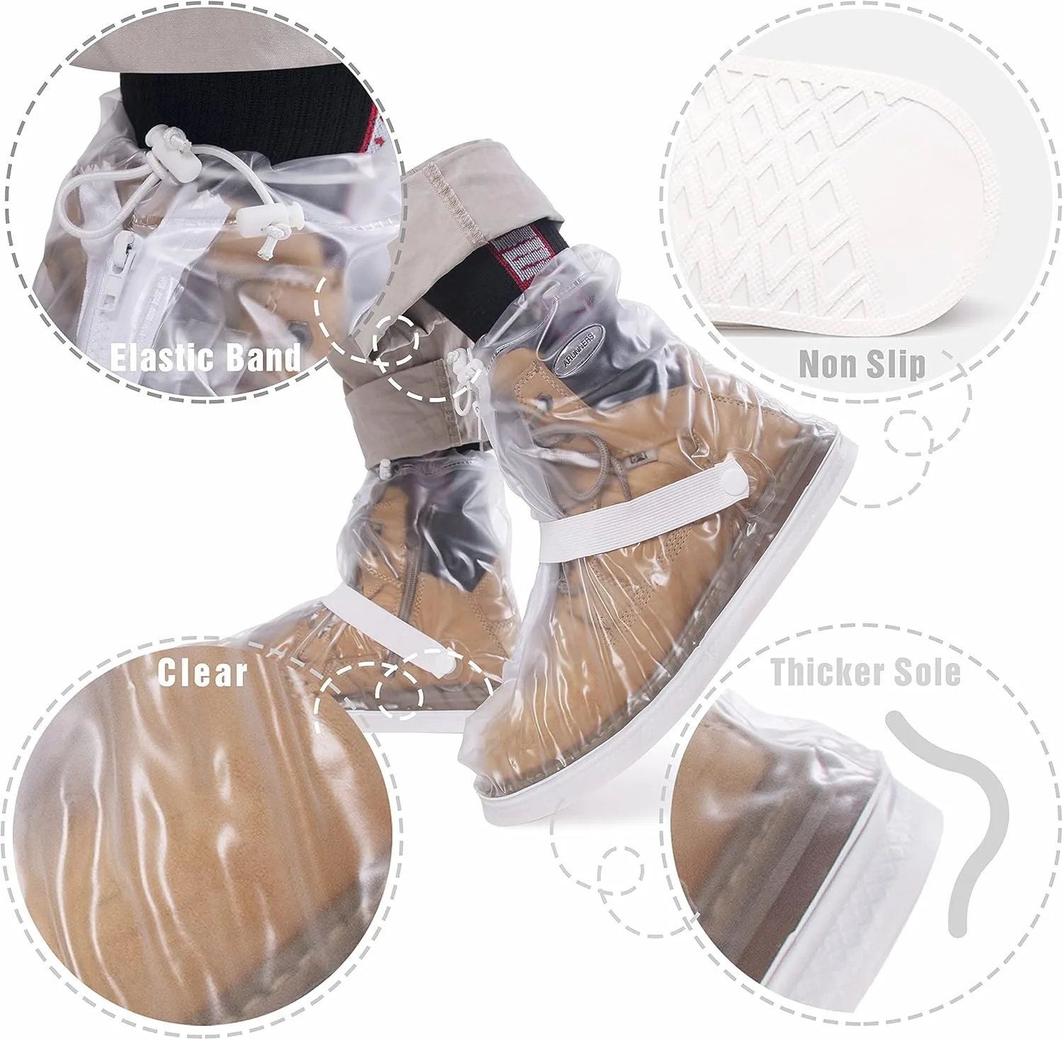 Rain Boot Waterproof Shoes Cover Women Men Kids Reusable Rubber Sole