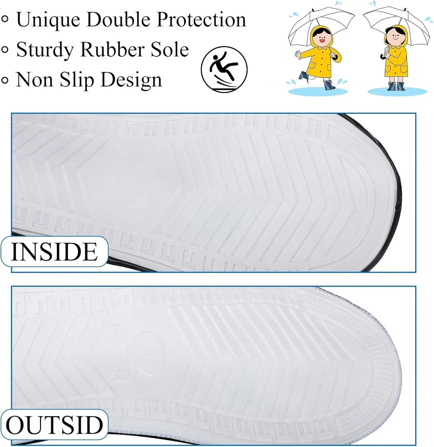 Rain Boot Waterproof Shoes Covers, Sand Control Non-Slip Shoe Cover Galoshes, PVC Rubber Sole Reusable Rain Snow Boots Overshoes for Cycling Outdoor Camping Fishing Garden (XXL, Black)