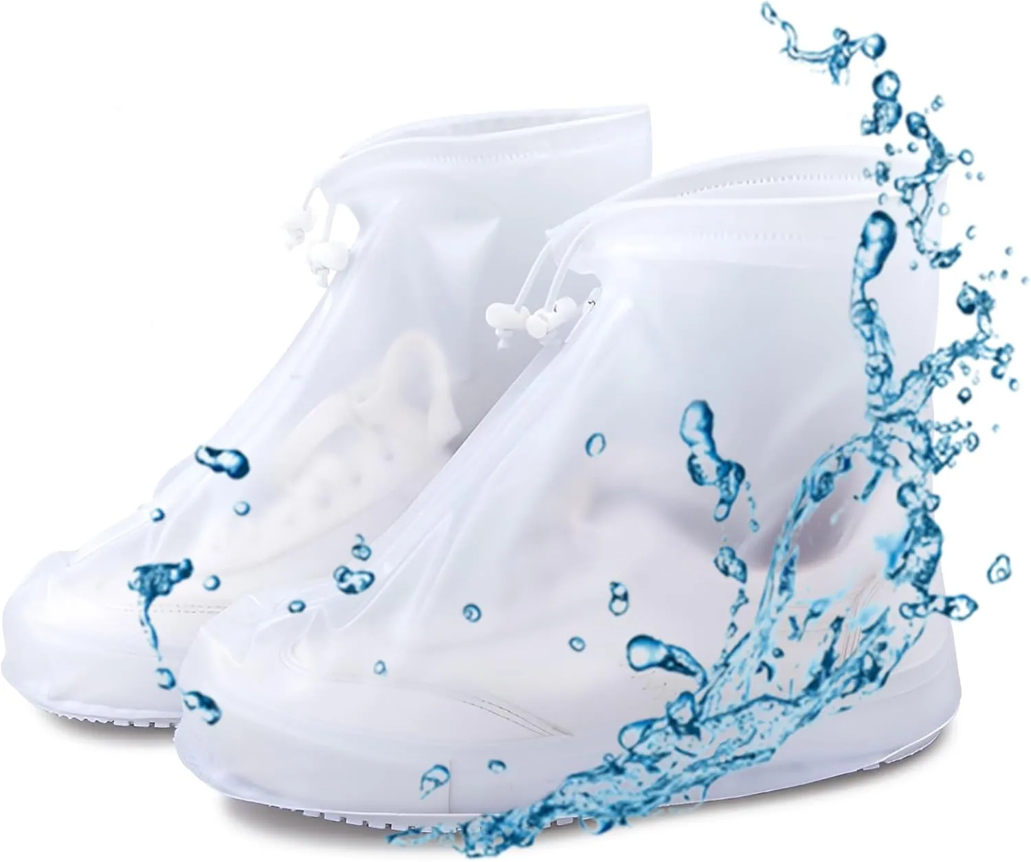 Rain Shoe Covers- Waterproof Sand Control Non-Slip Overshoes Covers Women Men Kids Outdoor Foldable Reusable PVC Rubber Sole Medium Top Shoe Covers