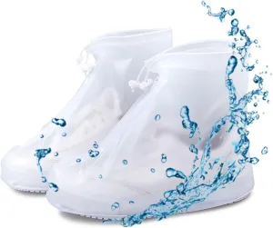 Rain Shoe Covers- Waterproof Sand Control Non-Slip Overshoes Covers Women Men Kids Outdoor Foldable Reusable PVC Rubber Sole Medium Top Shoe Covers