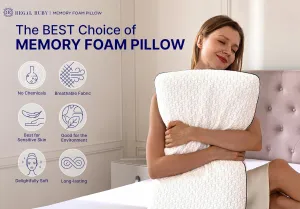 REGAL RUBY Gel Memory Foam Pillow - Standard Size, 1 Pack, Firm Pillow for Neck and Shoulder Support, Orthopedic, Firm, Cooling, Contoured Memory Foam Pillows for Back, Side, Stomach Sleepers