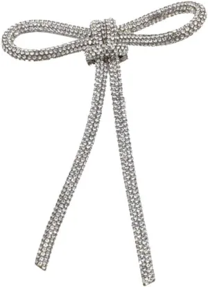 Rhinestone Bow Brooch Pin for Women Long Tassel Lapel Pins Elegant Crystal Bowknot Corsage for Dress Suit Shirt Clothes Accessories Wedding Party Jewelry