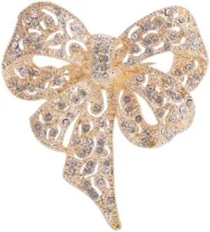 Rhinestone Crystal Bow Brooch Pin for Women Dainty Elegant Bow Lapel Pin Party Engagement Wedding Jewelry Gift