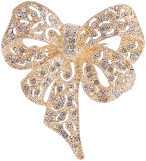 Rhinestone Crystal Bow Brooch Pin for Women Dainty Elegant Bow Lapel Pin Party Engagement Wedding Jewelry Gift