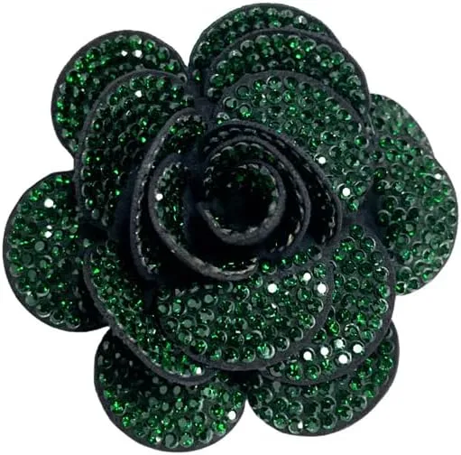Rhinestone Rose Flower Brooch Lapel Pins for Women Her Fashion Crystal Camellia Flower Brooches Pin for Dress Accessories Jewelry Boutonniere Corsage Wedding Party Birthday Gift 70mm