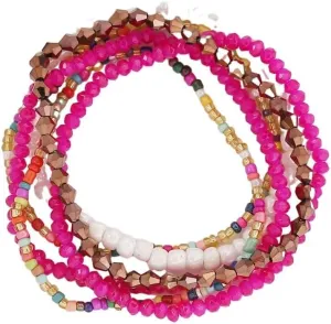 Rice Beads Crystal Fringe Bracelet for Women Handmade Boho Colorful Stackable Bead Bracelets Set Multicolor Seed Layered Stretch Bracelets Party Jewelry