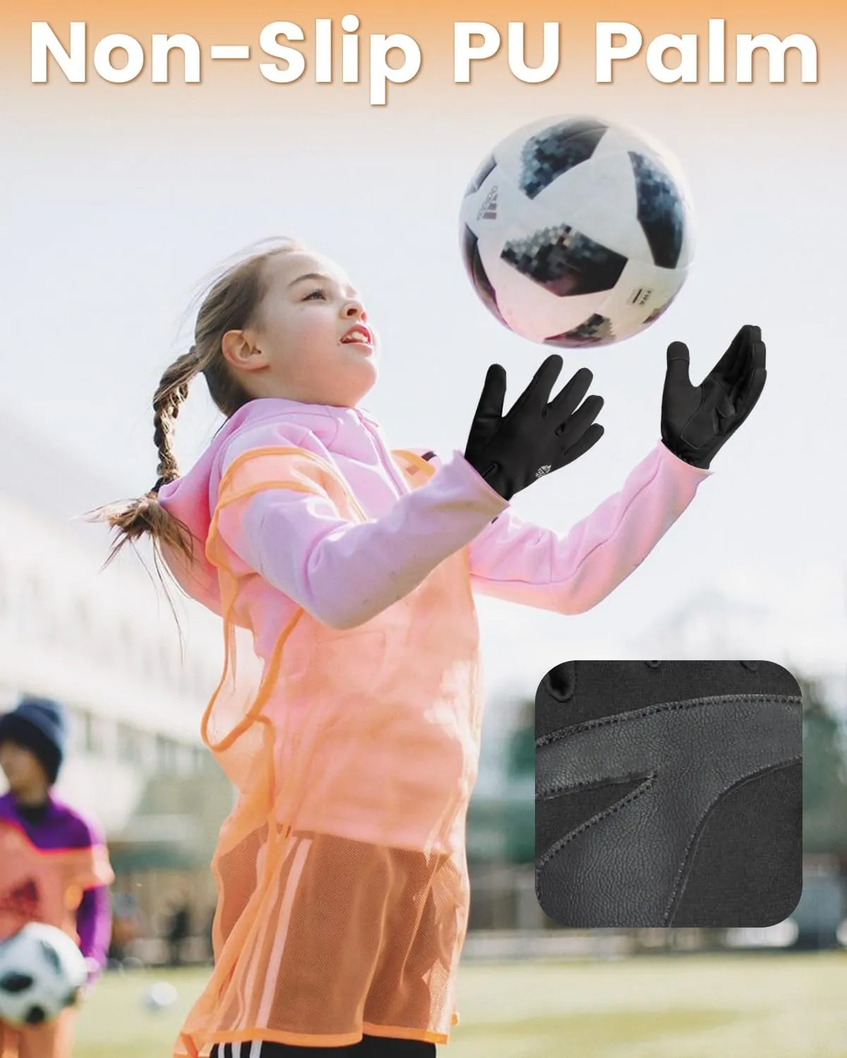 RIGWARL Kids Winter Gloves with Zipper Cuff, Water-Resistant Warm Gloves for Boys Girls Aged 3-15 for Soccer Running Cycling