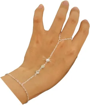 Ring Bracelet Hand Chain Dainty Gold Finger Ring Slave Bracelet Zircon Hand Jewelry for Women Fashion Boho Beach Jewelry Minimalist