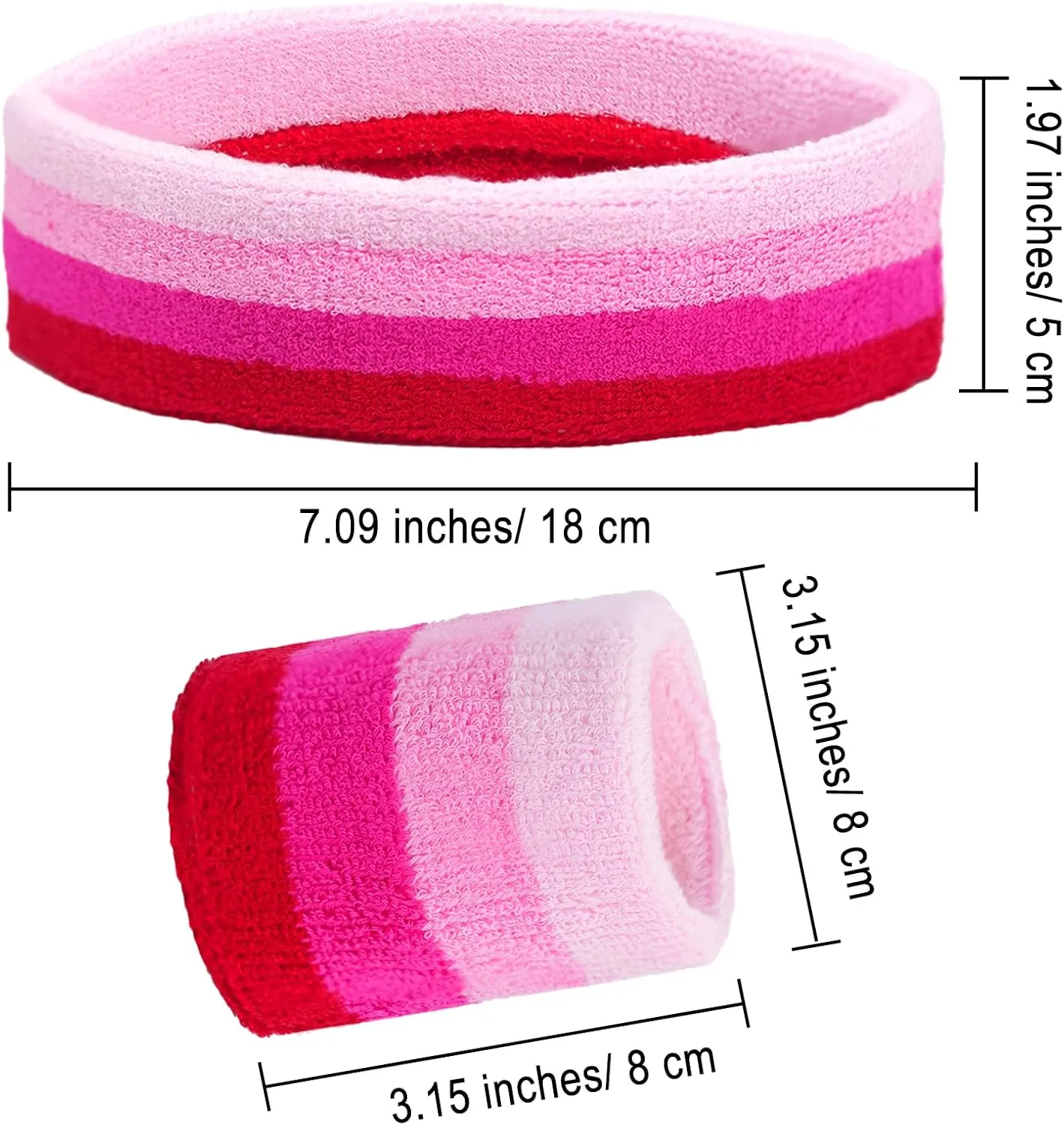 Ronglry 3pcs Sweatbands Set Sports Wristband and Headband Colorful Sweatbands for Women Men Striped Sweat Band LGBTQ Pride Rainbow Headband Wristband Set Includes 1 Sports Headband and 2 Wristband