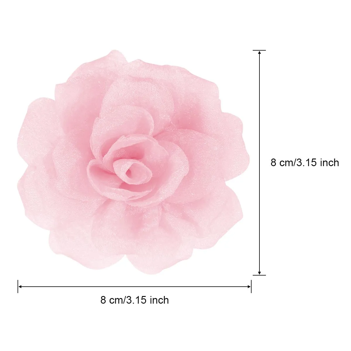 Rose Flower Brooch & Pin Set for Women | Pink Floral Clips & Hair Pins | 3.1 Inch Light Pink