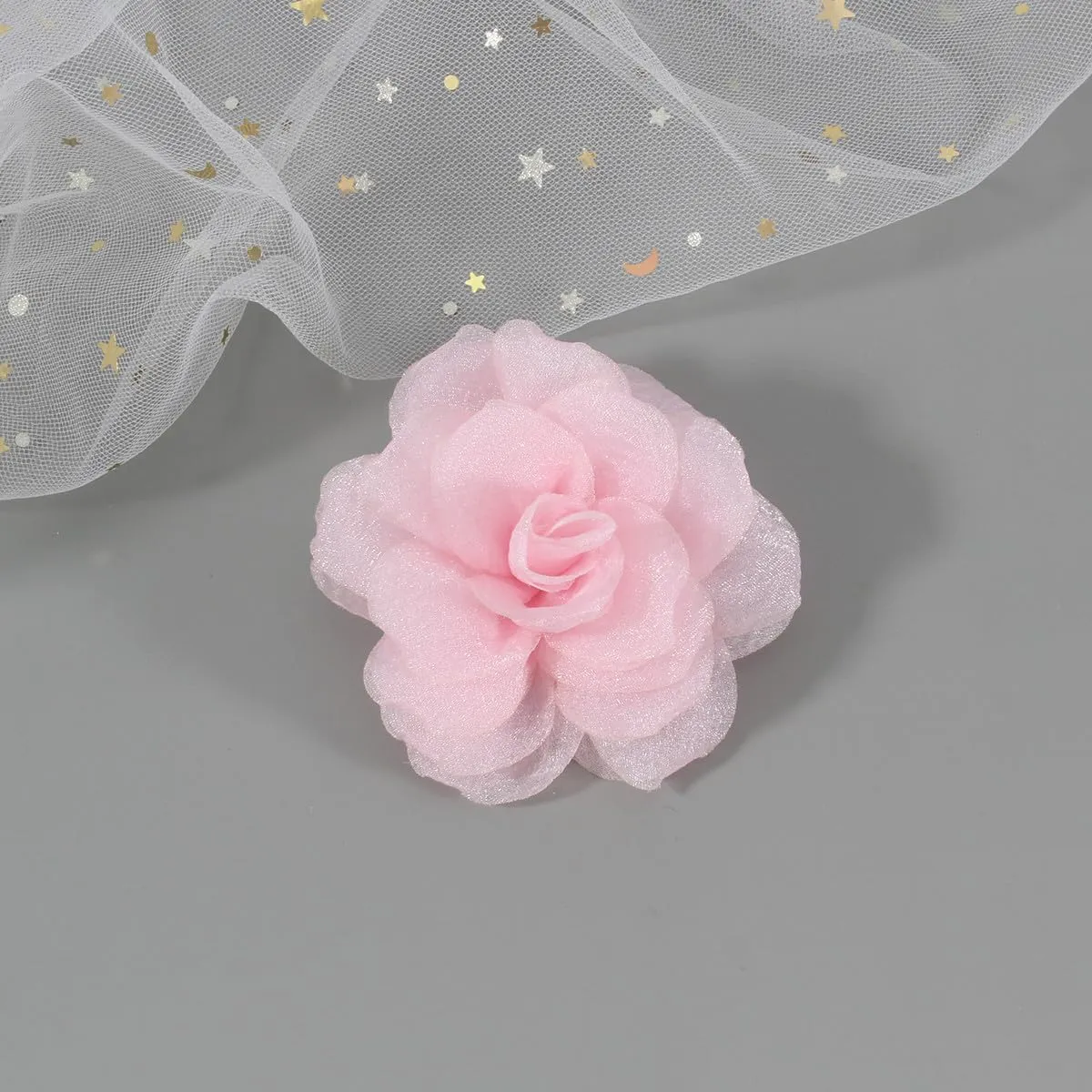Rose Flower Brooch & Pin Set for Women | Pink Floral Clips & Hair Pins | 3.1 Inch Light Pink