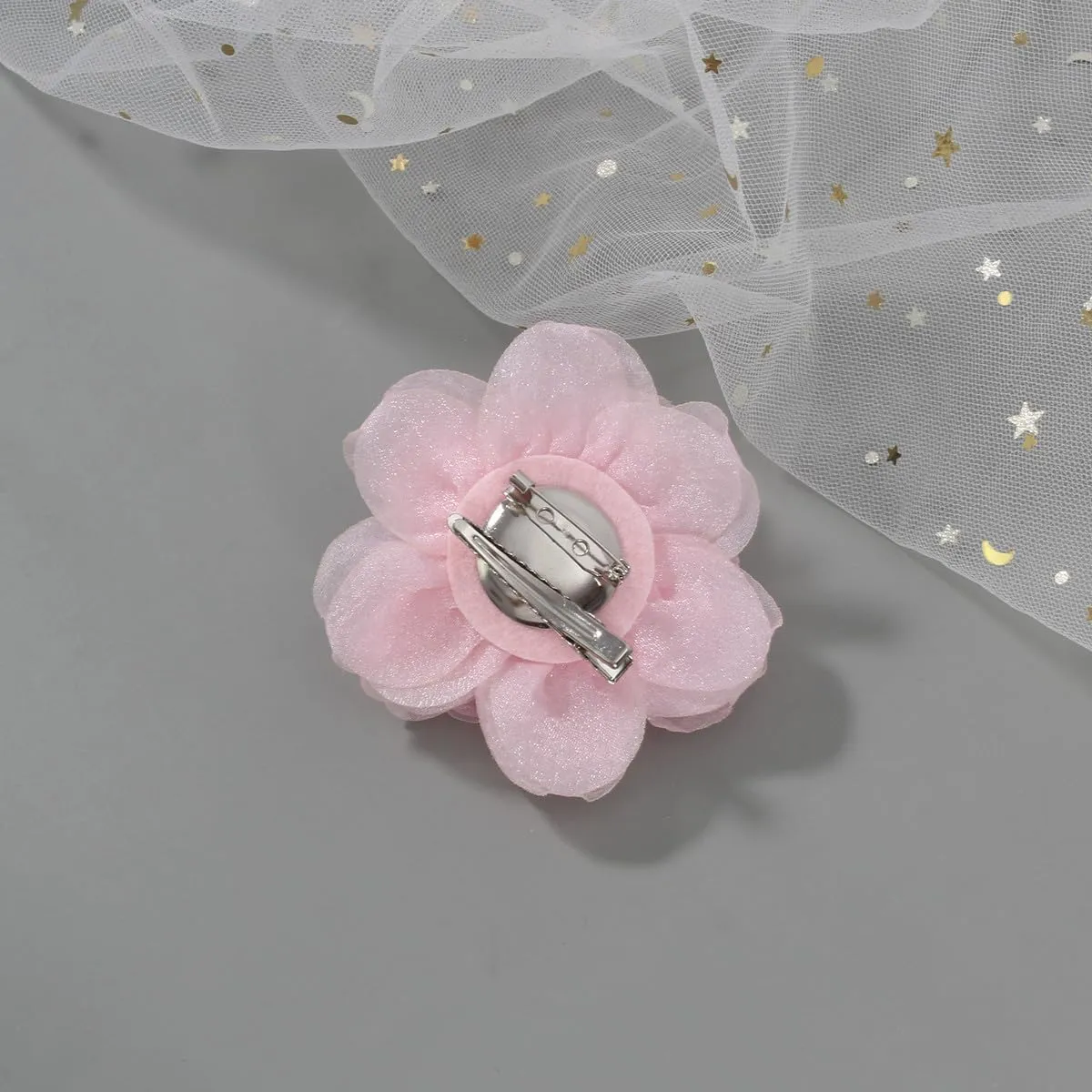 Rose Flower Brooch & Pin Set for Women | Pink Floral Clips & Hair Pins | 3.1 Inch Light Pink