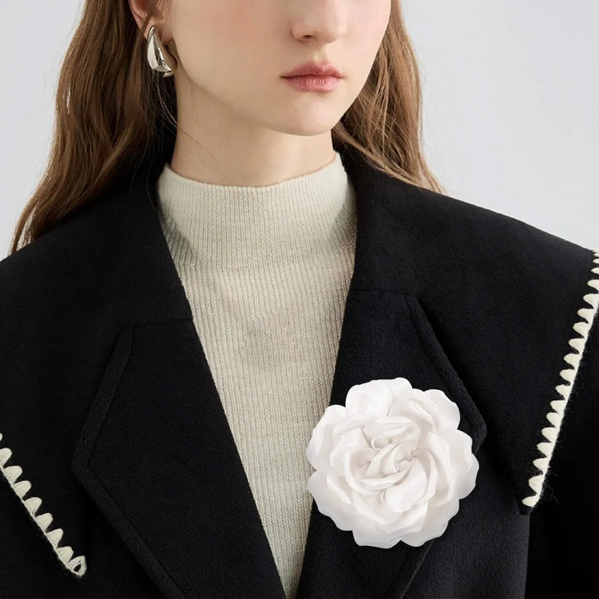 Rose Flower Brooch and Pin | Elegant Hair Clip and Accessory for Women's Dress