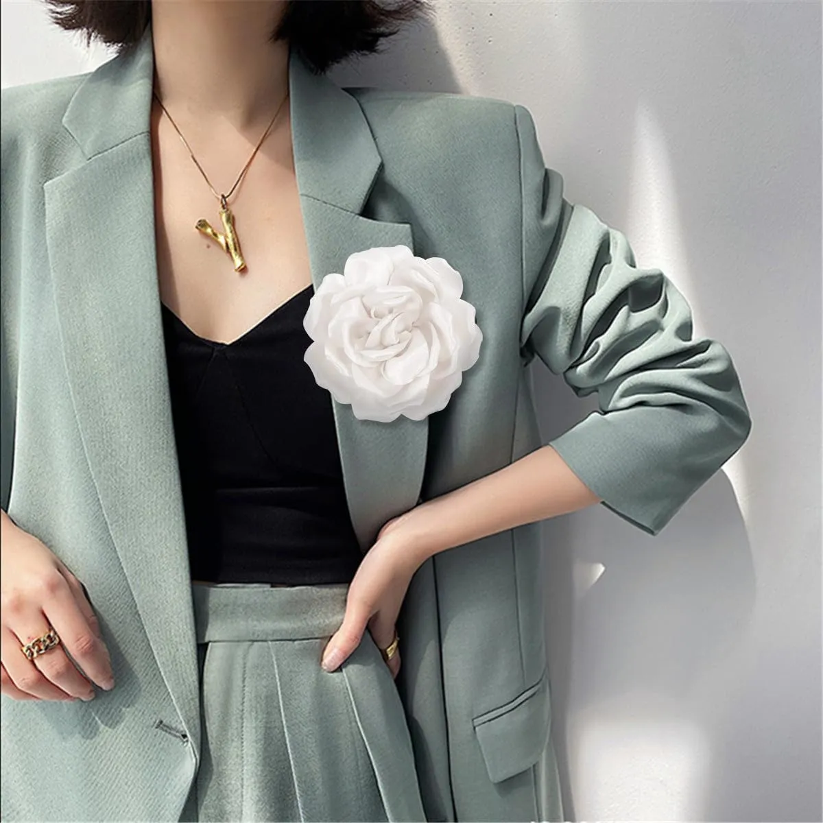Rose Flower Brooch and Pin | Elegant Hair Clip and Accessory for Women's Dress