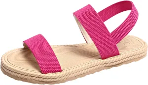Sandals Women Cross Strap Flat Sandals Open Toe Orthotic Sandal Elastic Ankle Strap Shoes Comfy Low Wedge Sandal
