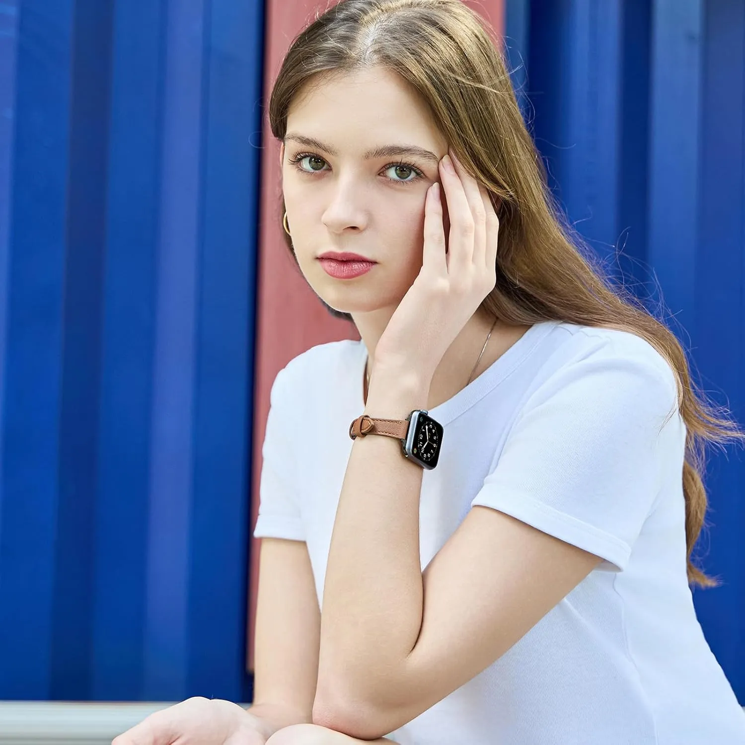 SEURE 2-pack Leather Bands Compatible with Apple Watch Band for women 38mm 40mm 41mm 42mm 44mm 45mm 46mm 49mm,Genuine Leather Band Slim Thin Strap for iWatch Ultra SE Series 10/9/8/7/6/5/4/3/2/1