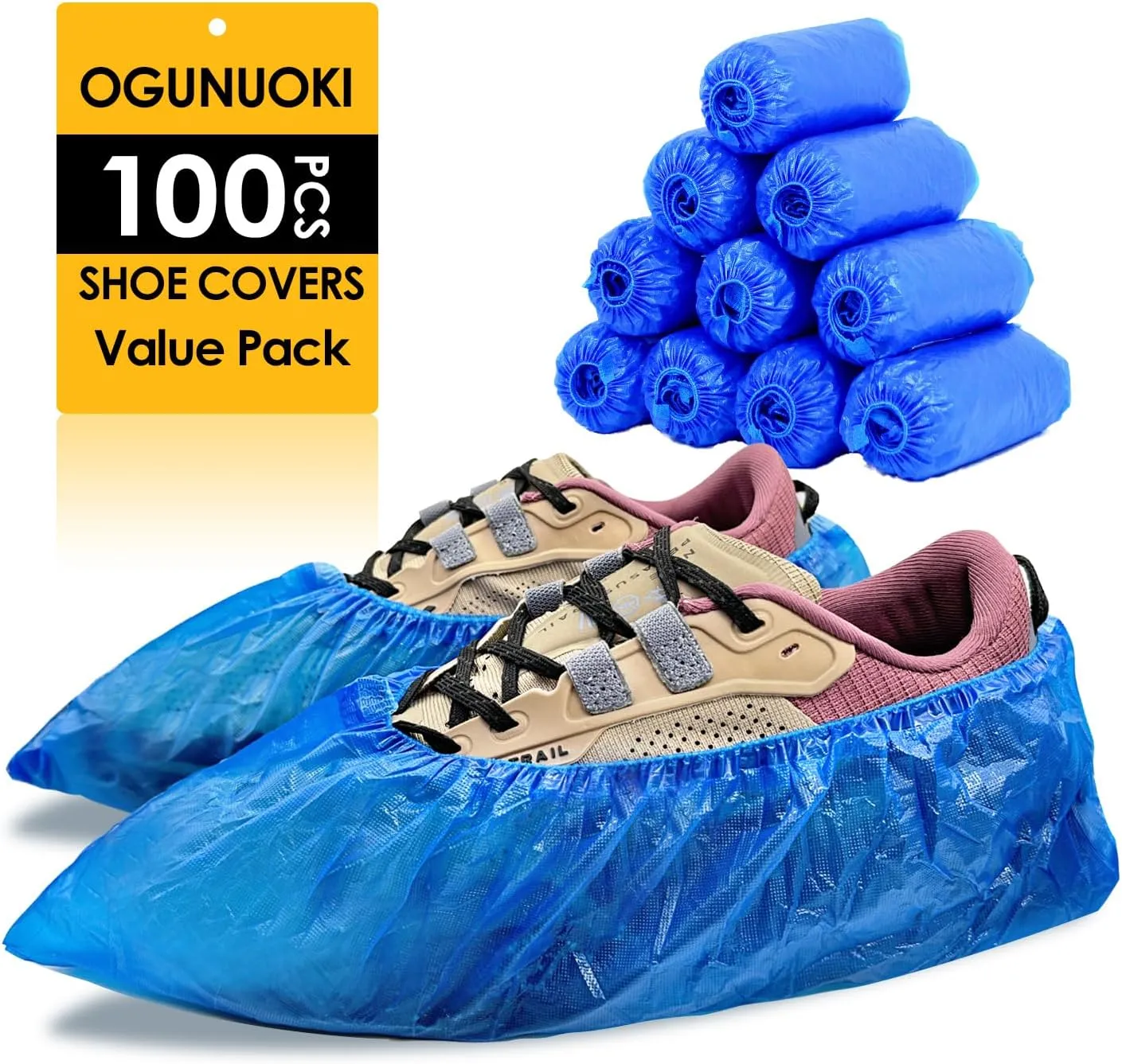 Shoe Covers Disposable Non Slip -100 Pack(50 pairs) 15.7'' Hygienic Waterproof Foot Booties Covers Recyclable Shoe Booties Covers for Indoors, Fits Up to US Men's 11 & US Women's 13