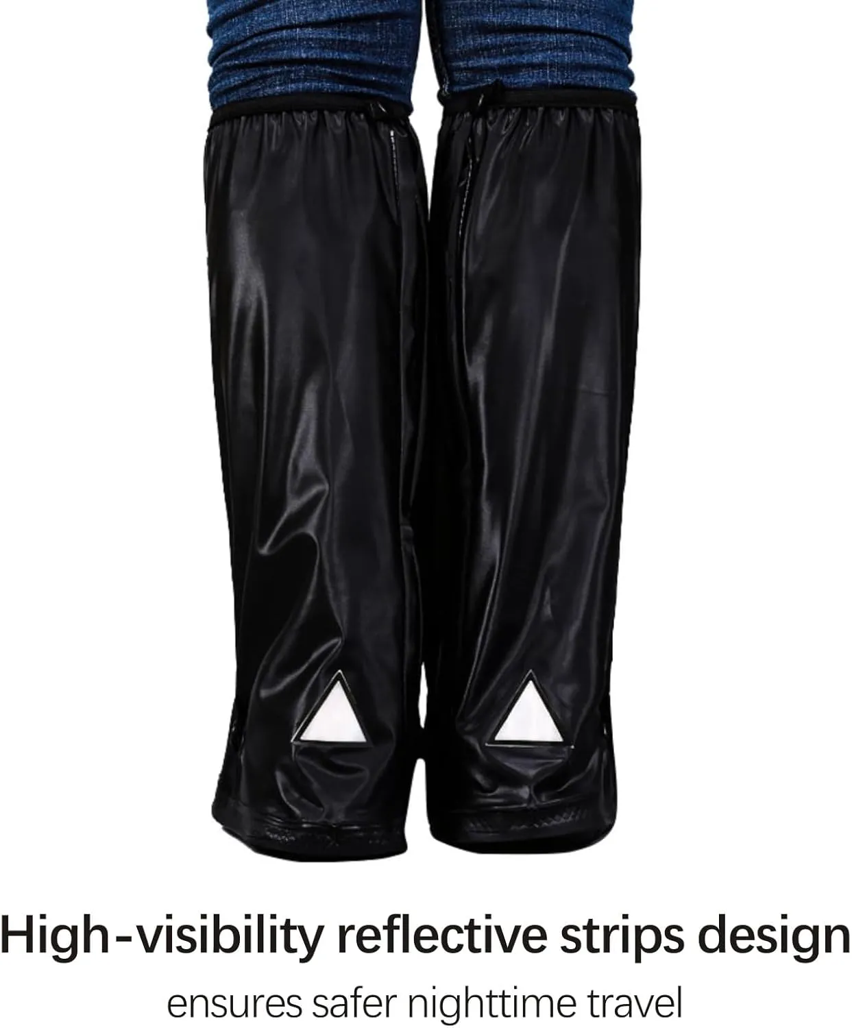 Shoe Covers with Zipper Long pattern Waterproof Shoe Covers Reusable Cycling Galoshes for Rainy and Snowy Outdoors Garden etc, Rain Boots for Men Women Kid(Black, X-Large)