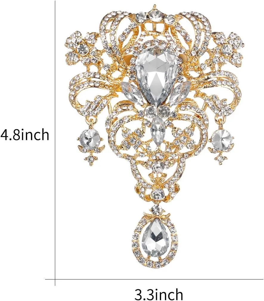 Silver/Gold/Rose Gold Plated Assorted Crystal Rhinestones Brooch Pins Set for DIY Wedding Bouquets Kit