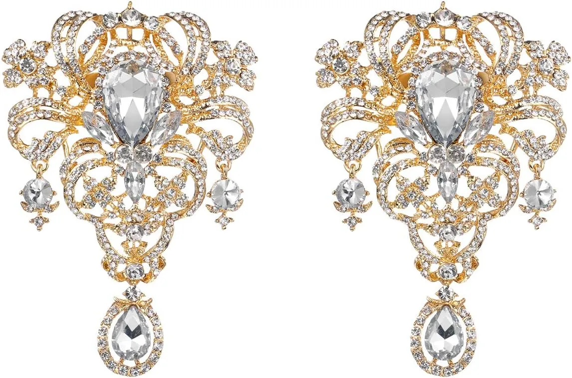 Silver/Gold/Rose Gold Plated Assorted Crystal Rhinestones Brooch Pins Set for DIY Wedding Bouquets Kit