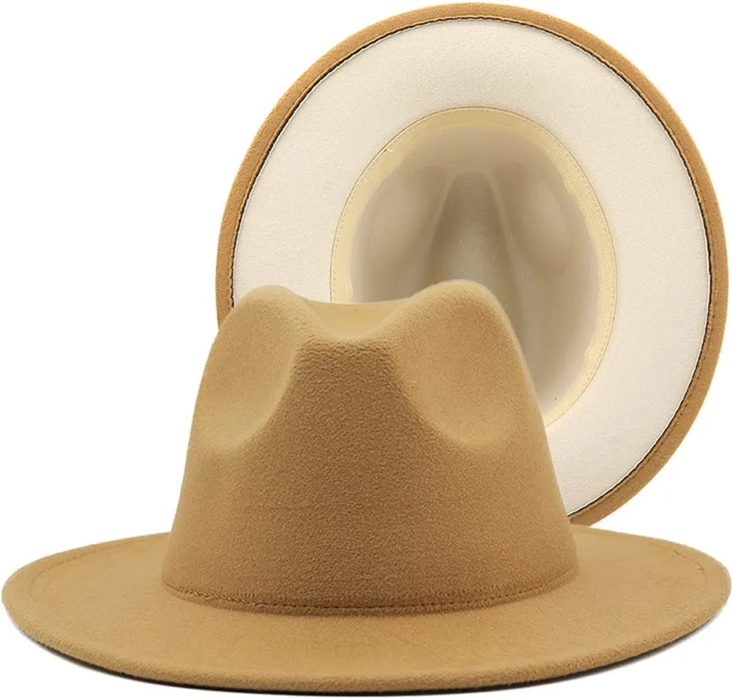 Simple Blue Patchwork Fedora Hat Jazz Hat Trilby Hat Party Formal Panama Cap Dress Hats