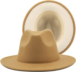 Simple Blue Patchwork Fedora Hat Jazz Hat Trilby Hat Party Formal Panama Cap Dress Hats