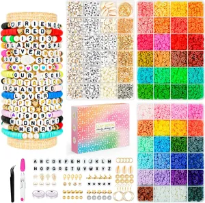 Sistenia Friendship Bracelet Kit, 14,000pcs 48 Colors Bracelet Making Kit Clay Beads with Number Letter Bead Set Concert Merch Arts and Crafts Gifts for Kids Adults Teen Girls Jewelry Making Supplies