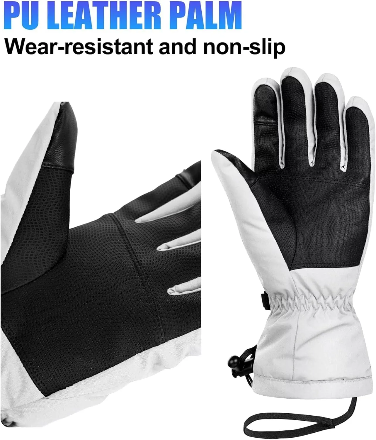Ski Gloves Men & Women Waterproof 3M Thinsulate Winter Touchscreen Snow Gloves for Snowboard