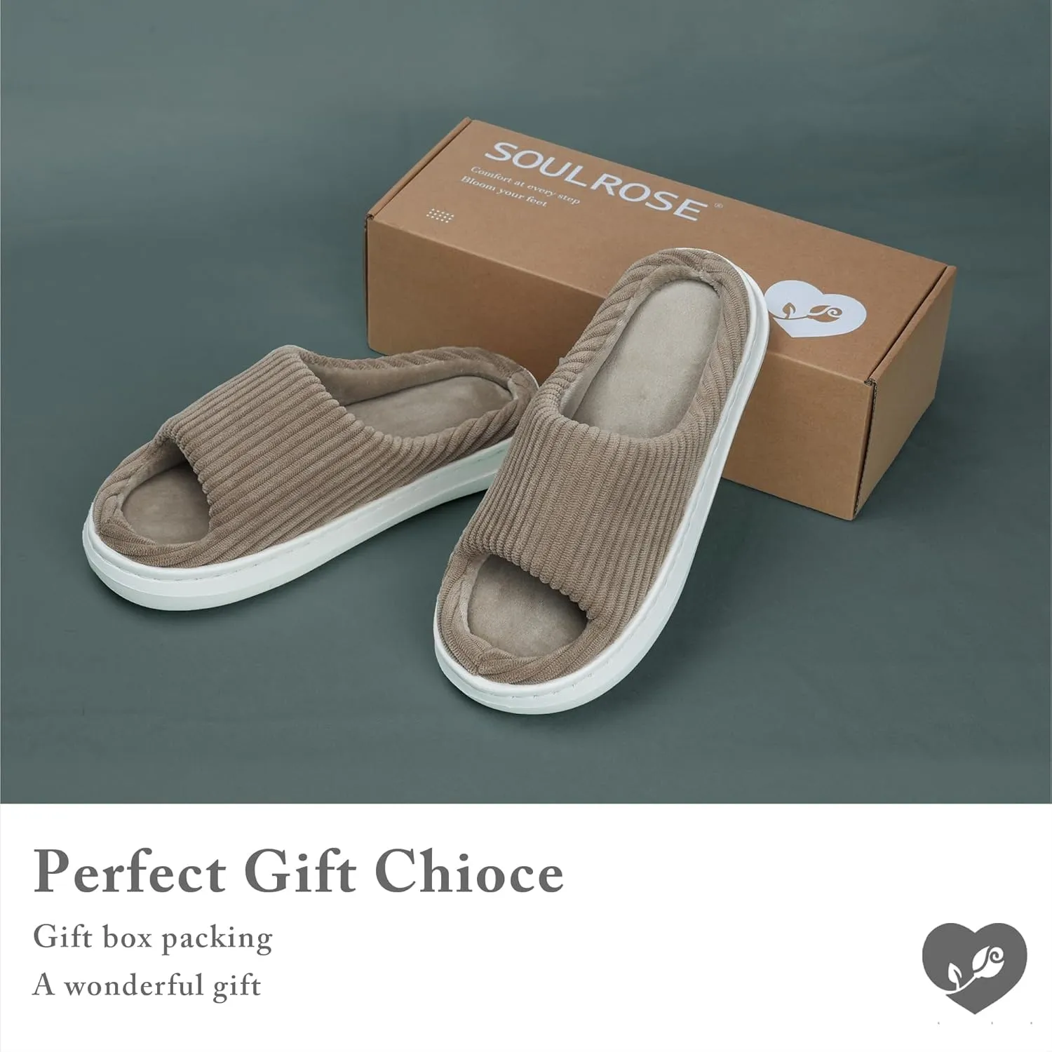 SOULROSE Summer House Memory Foam Slippers Comfy Spa Bedroom Slides Women Cloud Lightweight Waffle Cozy Open Toe Indoor Outdoor Platform Shoes