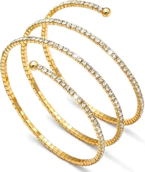 Suyi Rhinestone Arm Cuff for Women Crystal Cuff Bracelet for Bride Wedding