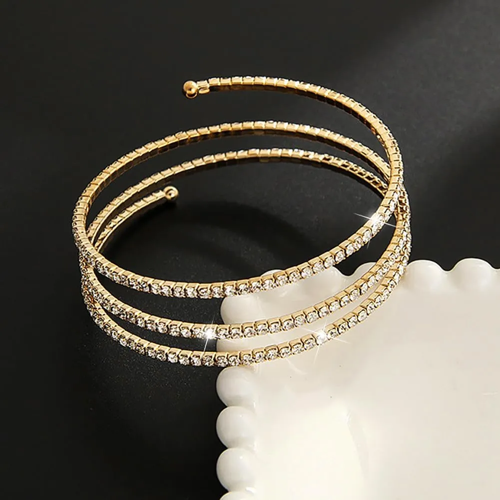 Suyi Rhinestone Arm Cuff for Women Crystal Cuff Bracelet for Bride Wedding