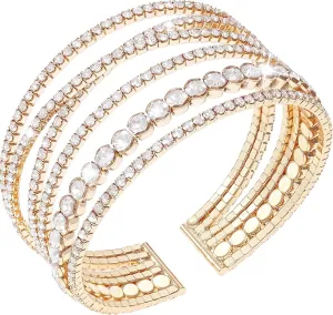 Suyi Rhinestone Bracelet Multilayer Gold Cuff Bracelet for Women Crystal Braidal Bracelets