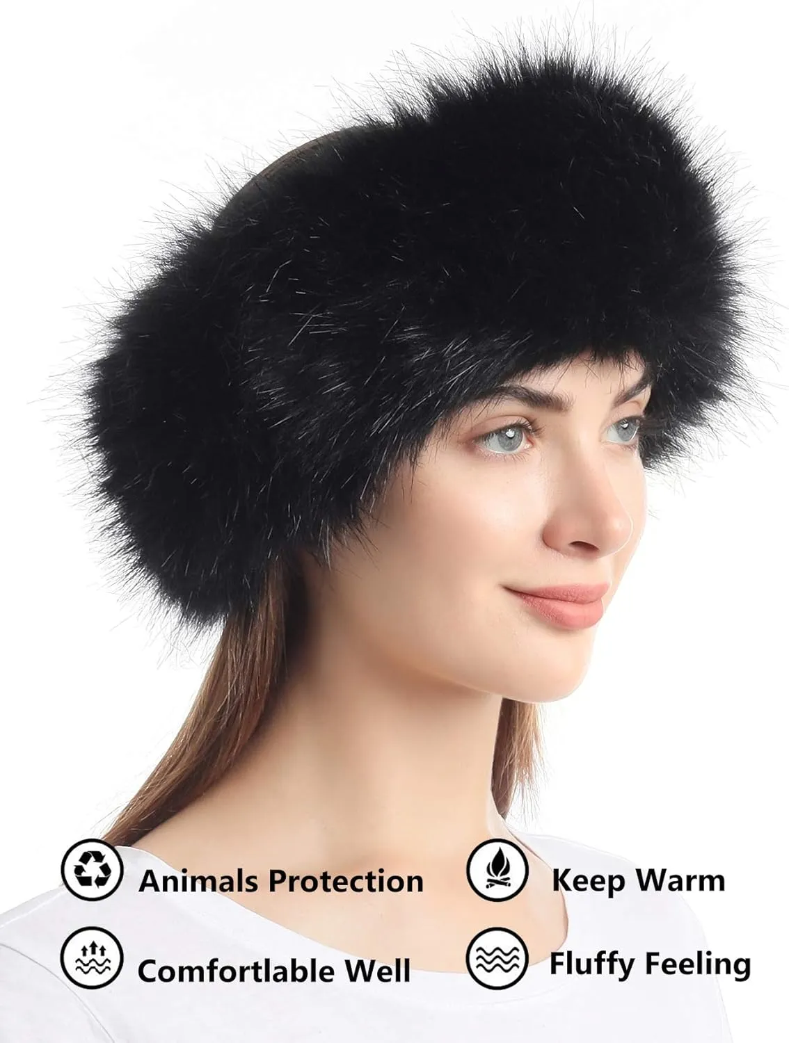 sy soul young Faux Fur Headband with Elastic for Women's Winter Earwarmer Earmuff