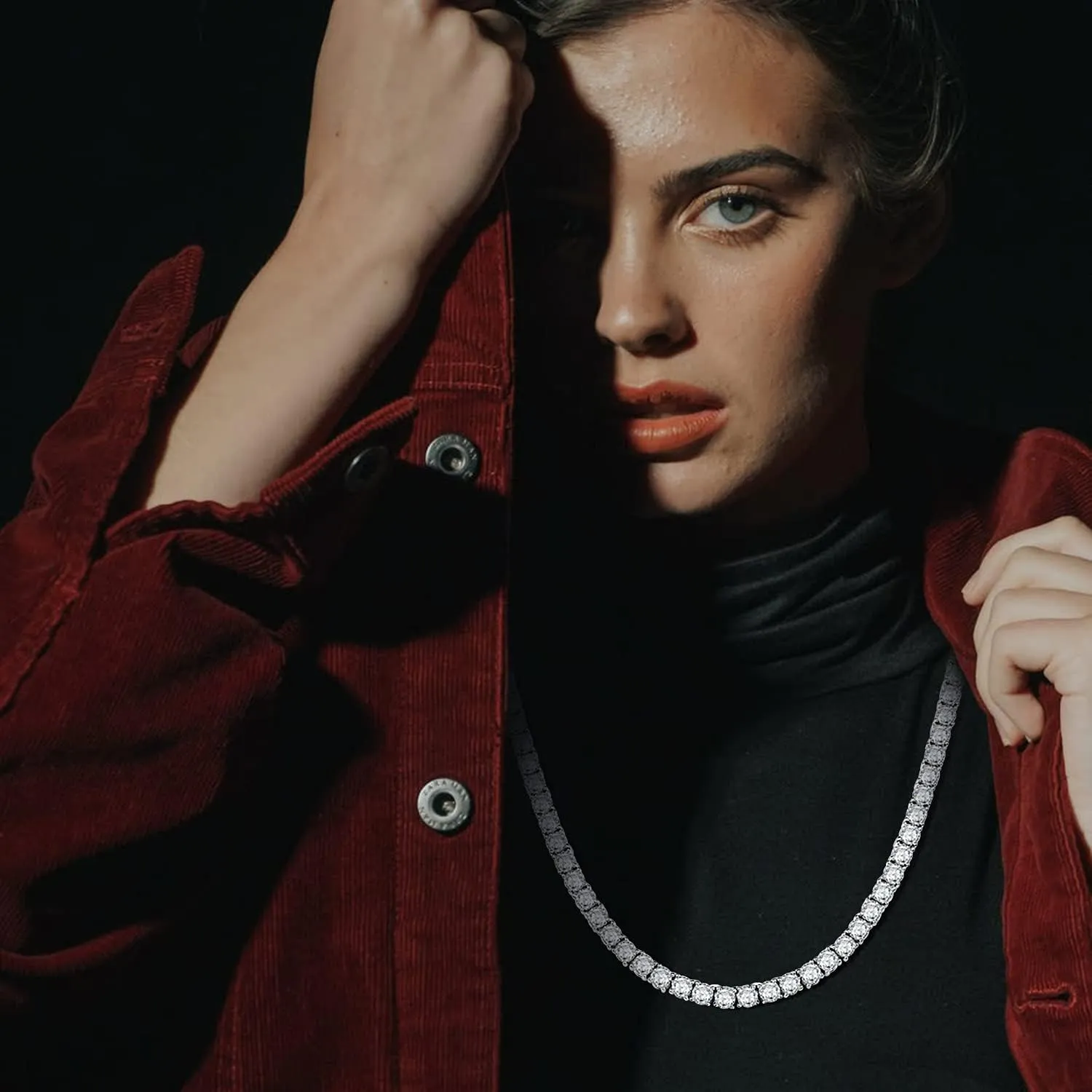 Tennis Necklace 18K White Gold Plated | 4.0mm Round Cubic Zirconia Cut Faux Diamond Tennis Chain for Women and Men