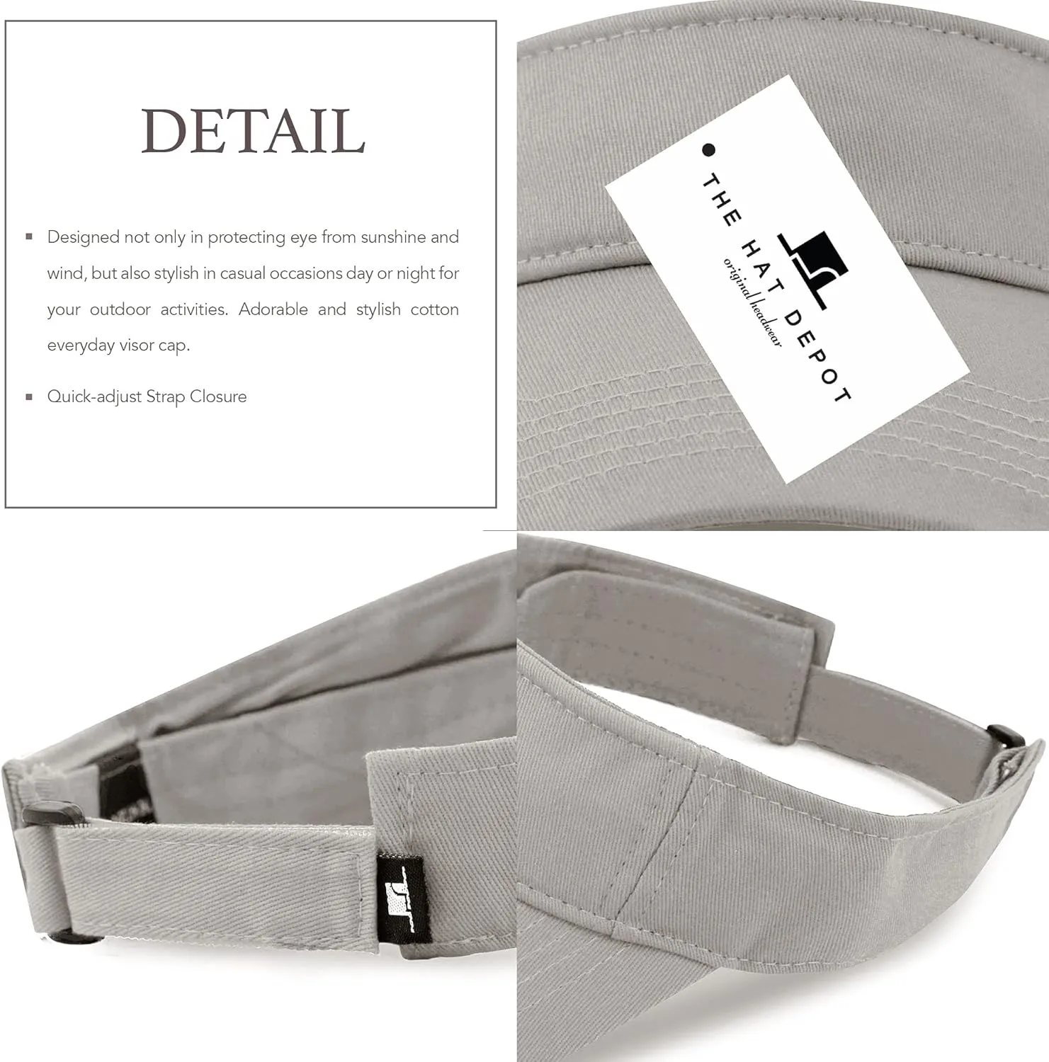 The Hat Depot Kids 100% Cotton Sport Quick-Adjust Strap Closure Sun Protect Golf Visor Cap Hat