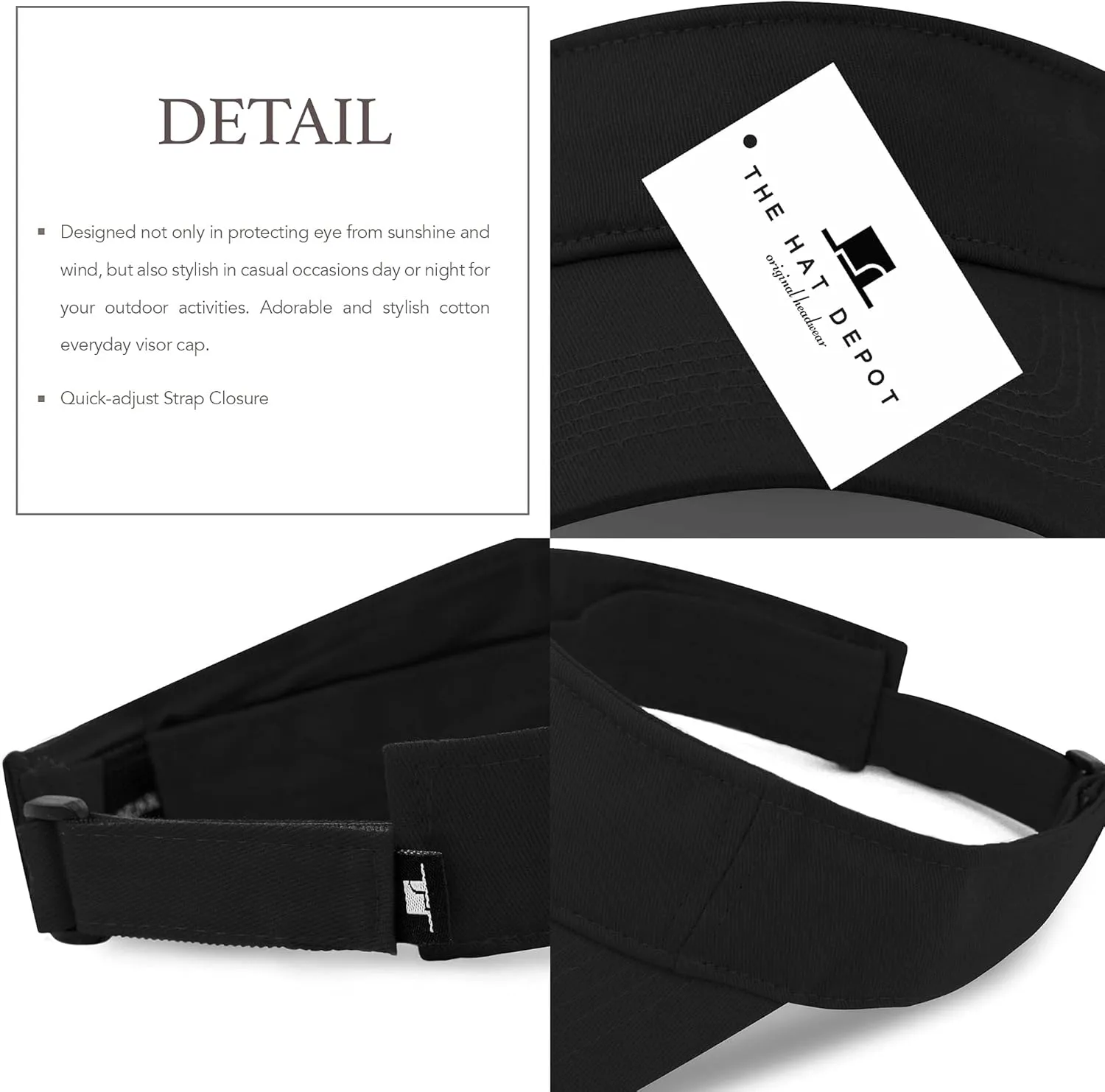 The Hat Depot Kids 100% Cotton Sport Quick-Adjust Strap Closure Sun Protect Golf Visor Cap Hat