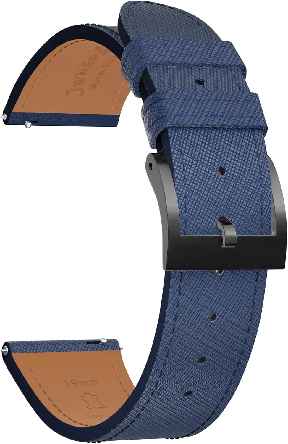 Top Grain Leather Watch Band - Quick Release Brushed Buckle Replacement Strap for Men - Choice of Width -18mm 19mm 20mm 21mm 22mm 23mm 24mm