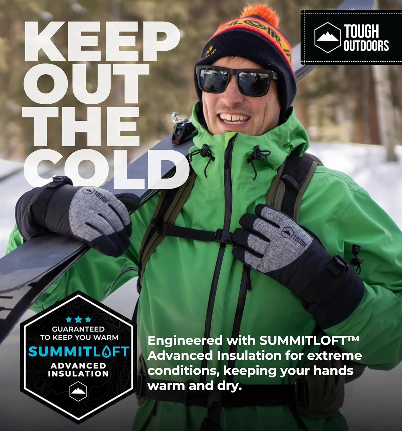 Tough Outdoors Snow Gloves - Men's & Women's Waterproof & Insulated Ski & Snowboard Gloves