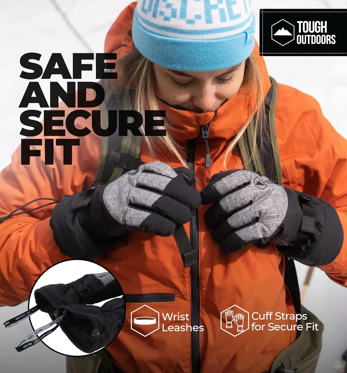 Tough Outdoors Snow Gloves - Men's & Women's Waterproof & Insulated Ski & Snowboard Gloves