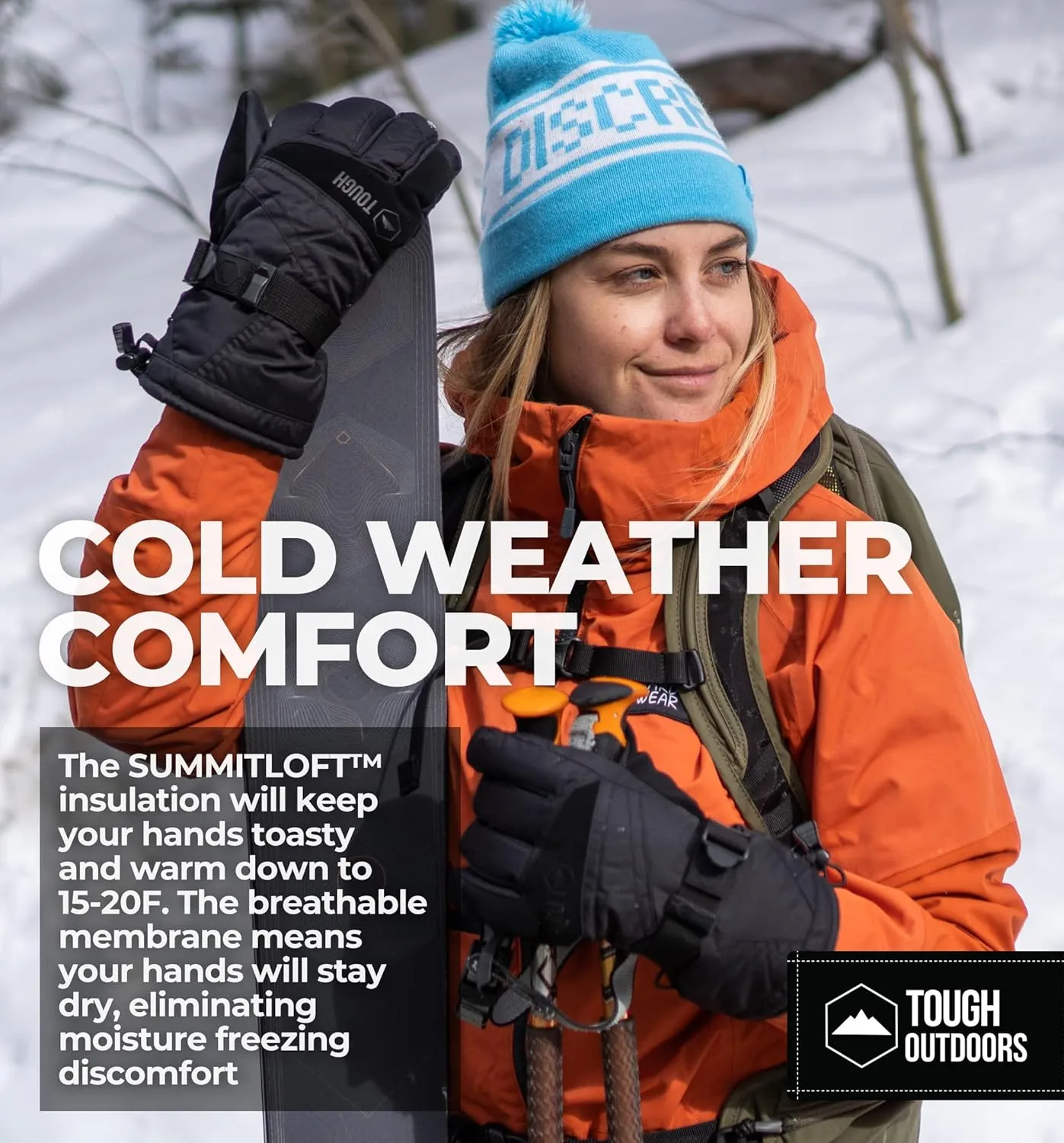 Tough Outdoors Snow Gloves - Men's & Women's Waterproof Winter & Snowboarding Gloves